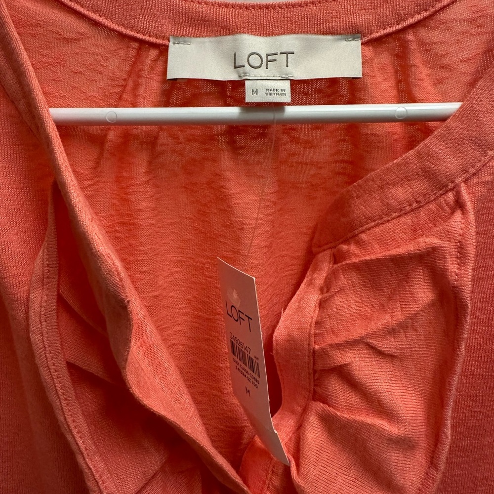 LOFT Coral Ruffle Blouse - Picture 3 of 5